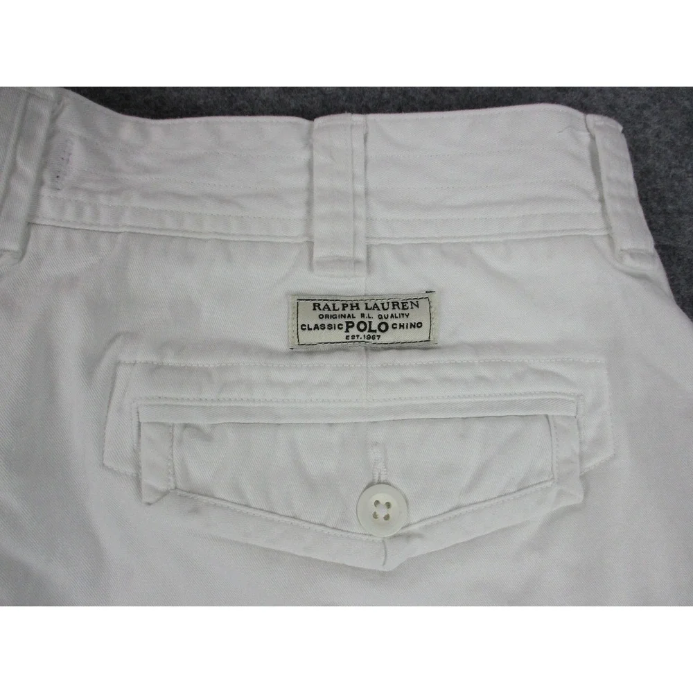 Polo Ralph Lauren Shorts Mens 38 White Canvas Cargo Pockets Chino Classic 10